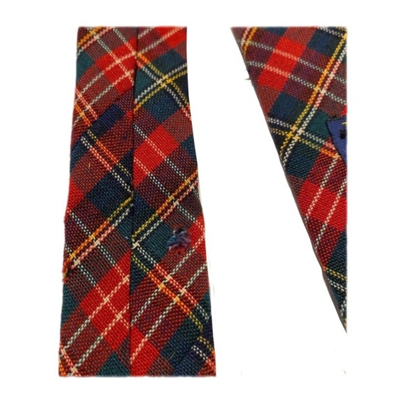 VTG Ugly Christmas Wool Plaid Tie Party Red Greenish Black Novelty w/ Moth Holes - Picture 9 of 12